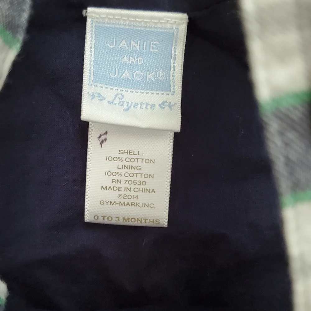 Janie and Jack Baby Boys' Blue, Green Plaid Cotton Overalls sz0-3m